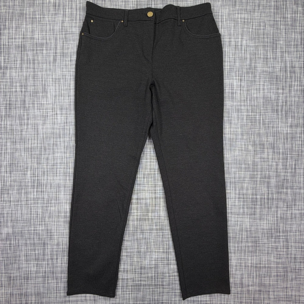 Chico's Womens So Slimming Pants 1 Short US 8 Black Stretch Knit Slim Straight
